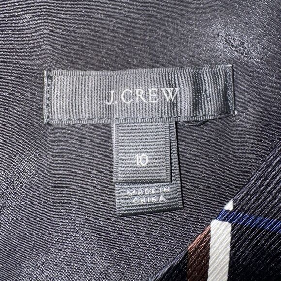 J Crew Silk A Line Twill Midi Dress Black Blue Ivory Windowpane Check Women 10 - Picture 8 of 11
